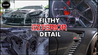 Deep Cleaning A Filthy Chevy Corvette Zo6 Supercharged | Exterior Car Detailing Car Wash!