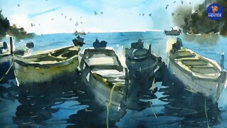 How to Paint Boats, Water and Reflections | Watercolour Demonstration