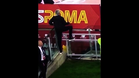 Jose Mourinho trying to manage his Roma side after being sent off