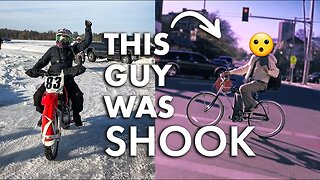 Extreme weather riding and *really* surprising a bicyclist | Motovlog
