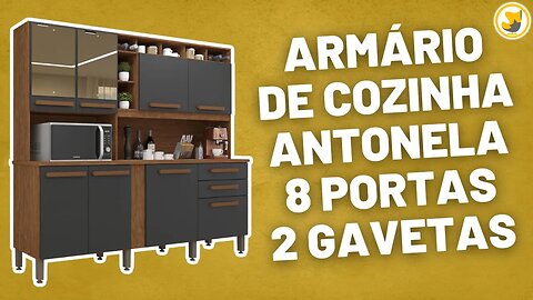 Armário de Cozinha Antonela 8 Portas 2 Gavetas Imop