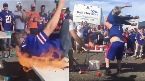 Bills Fan SLAMS His Girlfriend Through a Table, Another Sets Himself on FIRE