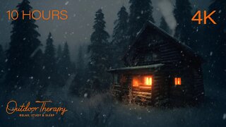 COZY CABIN BLIZZARD | Relaxing Wind & Blowing Snow Ambience in the Woods | Relax | Study | Sleep