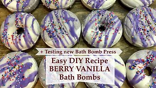 DIY Recipe! BERRY VANILLA Bath Bombs w/ Cocoa Butter Drizzle + Testing New Press | Ellen Ruth Soap