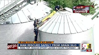 Man rescued from grain bin