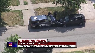 Stolen Ferndale police car crashes in Detroit