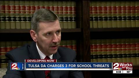 Tulsa County District Attorney's office charges 3 juveniles in connection with threats to schools