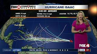 Isaac becomes the 5th hurricane of the season - 8am Monday update