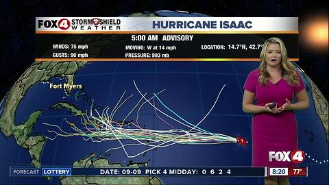 Isaac becomes the 5th hurricane of the season - 8am Monday update