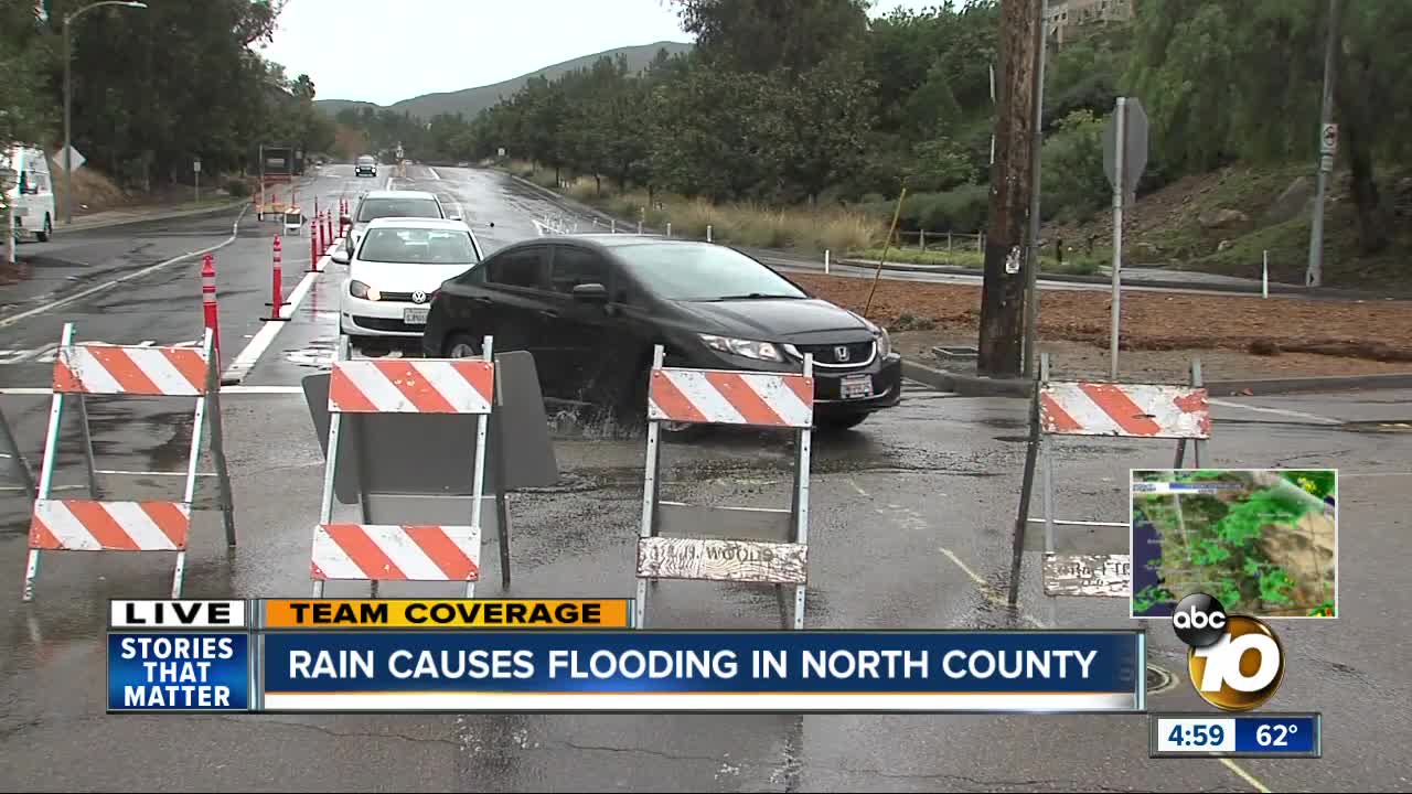 Rain causes flooding in North County