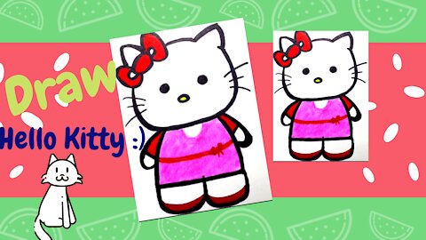 Draw A Kitty-'Hello Kitty' | Cartoon Character | Easy Drawing