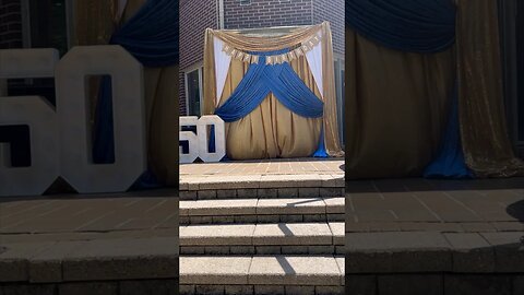 50th Birthday Backdrop #backdrop #diy #draping