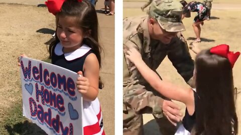 The little girl who waits for Dad to come home | welcome to home daddy 😍