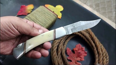 Folding Knife Pocket Knife Hand Forged Damascus Steel Folder Knife Camel Bone Handle Handmade