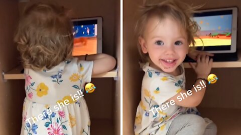 Toddler Hides In Kitchen Cabinet To Watch Movie