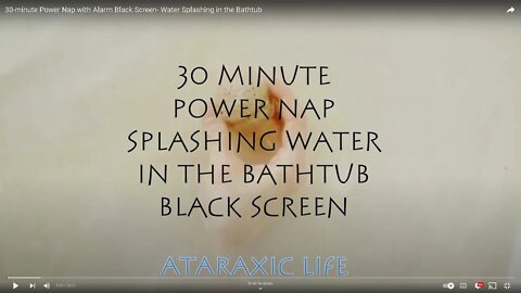 30-minute Power Nap with Alarm Black Screen- Water Splashing in the Bathtub