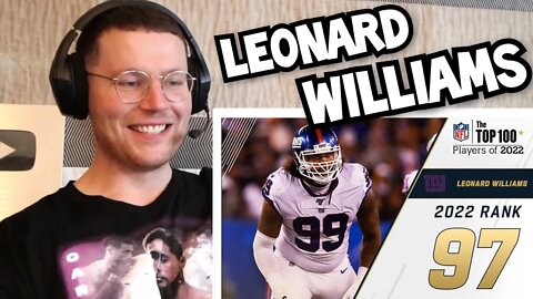 Rugby Player Reacts to LEONARD WILLIAMS (New York Giants, DE) #97 NFL Top 100 Players in 2022