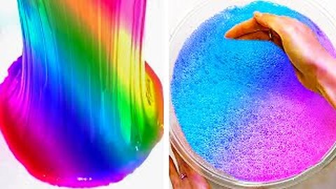 Mixing Makeup eyeshadow in clear slime special satisyfing slime video Gold vs pink#