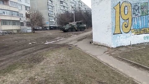 Kharkov, Ukraine 25 february's morning destroyed troop btr