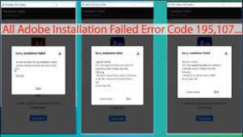 Adobe installation failed error code 195, 107, 41... Adobe Illustrator Adobe_AfterEffect Tutorials