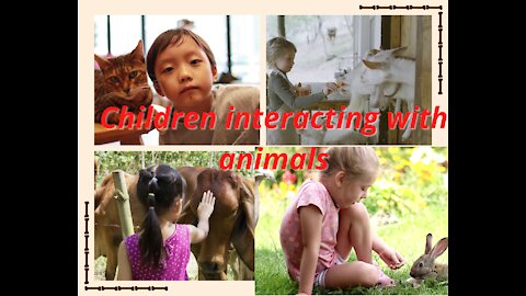 Children interacting with animals