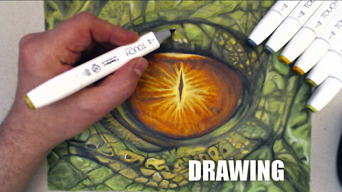 Crocodile eye colored pencil drawing