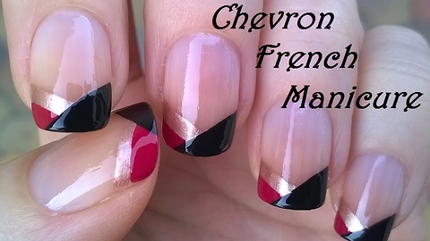 No tool chevron French manicure tutorial