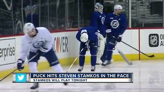 Steven Stamkos hit in face by puck, will play Game 4