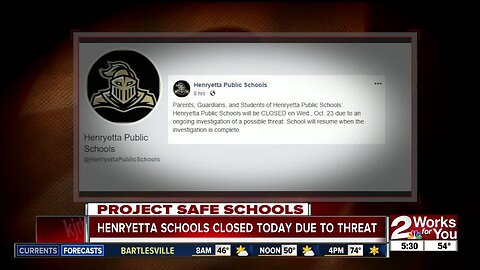 Henryetta Public Schools closed on Wednesday following ongoing investigation on alleged threat