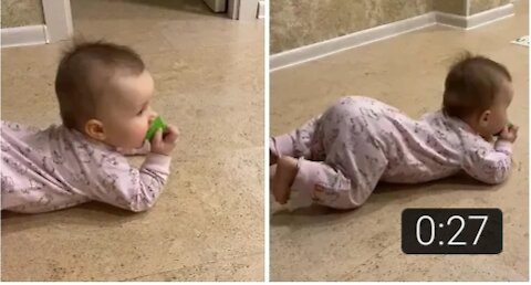 Baby decides to crawl in cutest possible way #Shorts