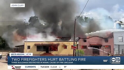 Fire destroys several buildings in Miami Arizona, near Globe