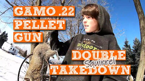 S2:E2 Gamo .22 Pellet Gun Double Takedown | Kids Squirrel Hunting
