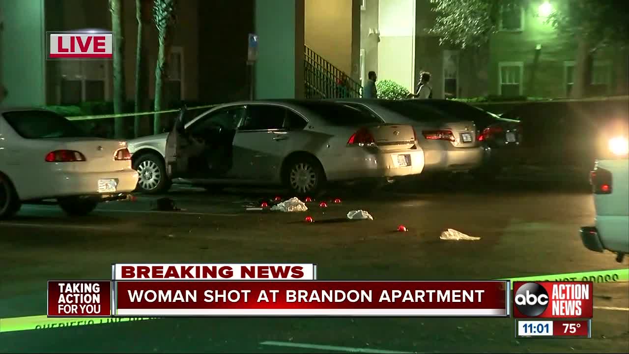 Woman hospitalized after shooting at an apartment complex in Brandon