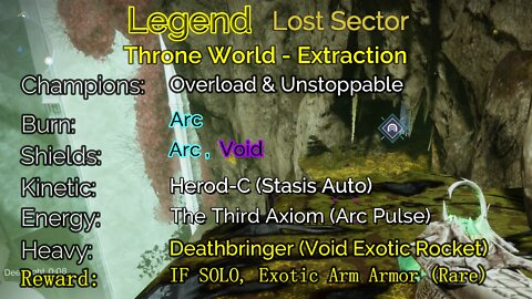 Destiny 2 Legend Lost Sector: Throne World - Extraction 5-20-22