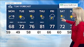 Cooler Monday with highs in upper 60s
