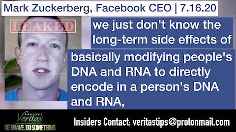 Project Veritas: Facebook Zuckerberg violating own rules on Covid-19 vaccines that alters your DNA