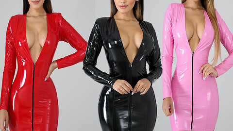 Colorful Faux Leather Ladies Dress Zipper High Elastic || Hot Sell OutFit Zaful Lite Store
