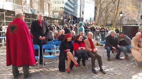 The Pan-Albanian Flag Raising at Bowling Green 11/28/22 hosted by @NYCMayor @NYCImmigrants