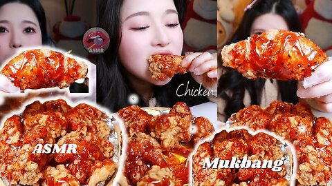 [ENG SUB] Mukbang ASMR eating Chicken fried korean spicy with rice #asmrchicken #mukbangchinesefood