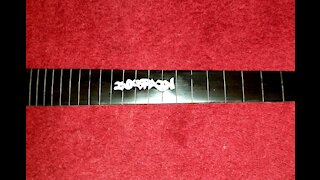 Making a custom fretboard with mother of pearl inlays by hand. Inkbrain tattoos guitar ISGO part 1