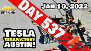 Tesla Gigafactory Austin 4K Day 537 - 1/10/22 - Tesla Terafactory Texas - SUPER BUSY AT GIGA TEXAS!