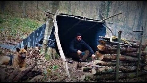 2 Days Solo Winter Bushcraft Camping - Overnight Survival Camp