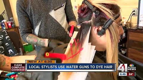 Local stylists use water guns to dye hair