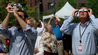 Downtown Clevelanders take in Solar Eclipse