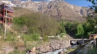 HIGH ATLAS MOUNTAINS - OUTSIDE RESTAURANT WITH OUTSTANDING VIEWS MOROCCO.