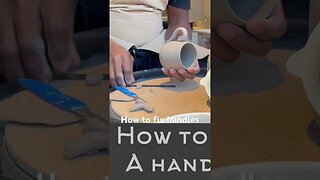 How to fix handles on handmade pottery mugs #ceramics #handmadeceramics #pottery #studiopottery