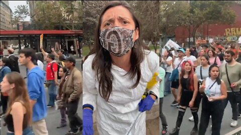 Tia COVIDIANA reportando marcha del 19 de marzo en Santiago de Chile