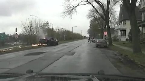 Dashcam video shows chase, fiery crash