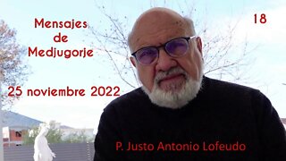 Mensaje de la Reina de la Paz del 25 XI 2022. Medjugorje. P. Justo Antonio Lofeudo.