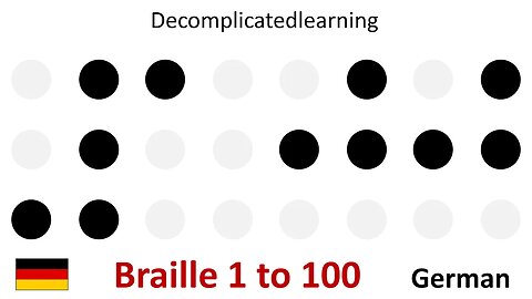 Braille counting numbers 1 - 100 in German